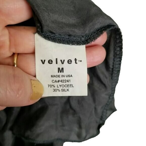 VELVET Flowy silk blend Midi Dress ruched sides Gray Size Medium EUC - Picture 8 of 13